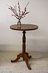 Round Walnut Inlay Side Table