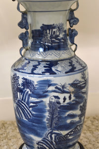 Pair of Blue and White Jar Lamps