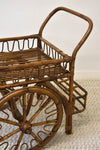 Antique Brown Wicker Bar Cart