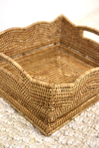 Small Honey Brown Scalloped Basket