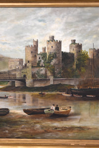 Vintage Conwy Castle Painting from 1922