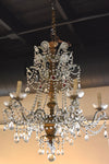 Genovese Giltwood & Crystal Chandelier With Red Accents