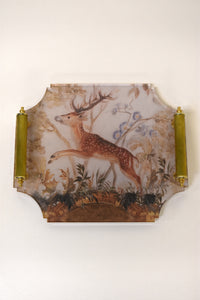 Small Stag Acrylic Tray with Brass Handles