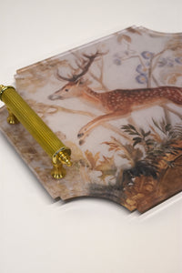 Small Stag Acrylic Tray with Brass Handles