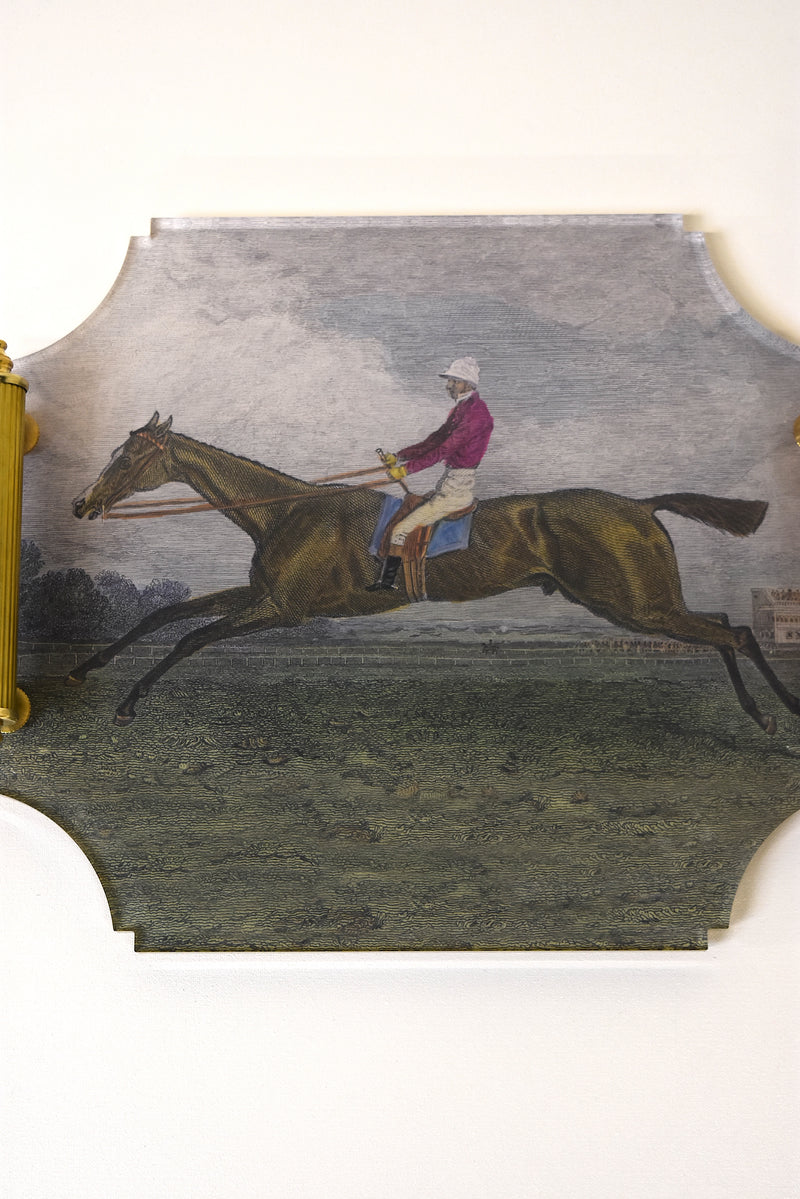 Small Race Horse Acrylic Tray with Brass Handles