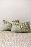 Pair of Light Green and Cream Crushed Velvet Pillows