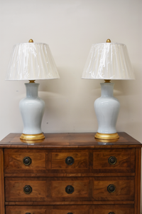 Pair of Blue Amelie Couture Lamps