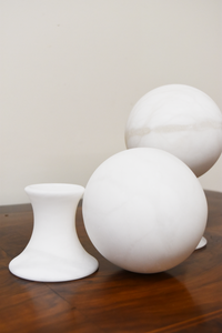 Pair of Large Alabaster Spheres on Stands