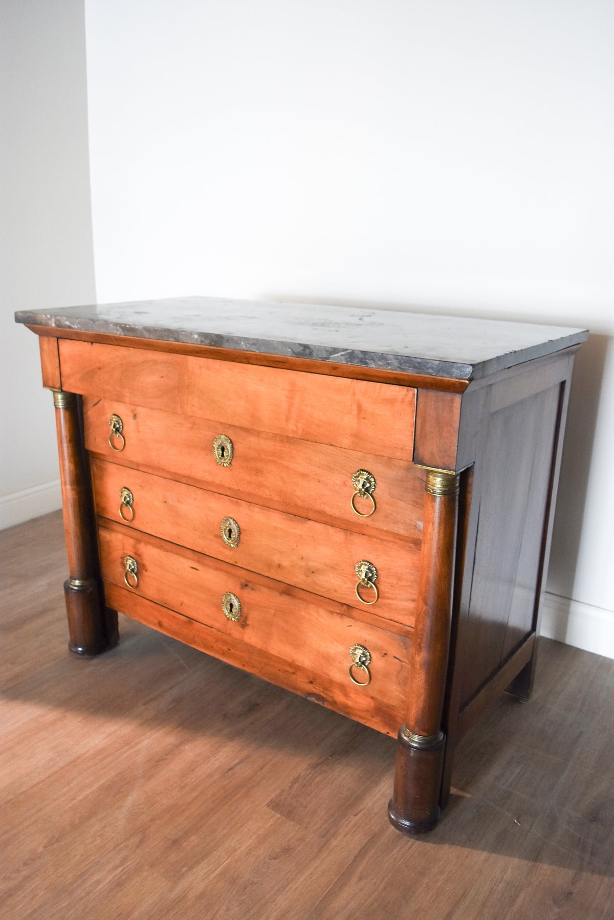 French Walnut Empire Commode with Marble Top