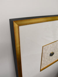 Framed Black Basalt Intaglios with English Document and Linen Matte