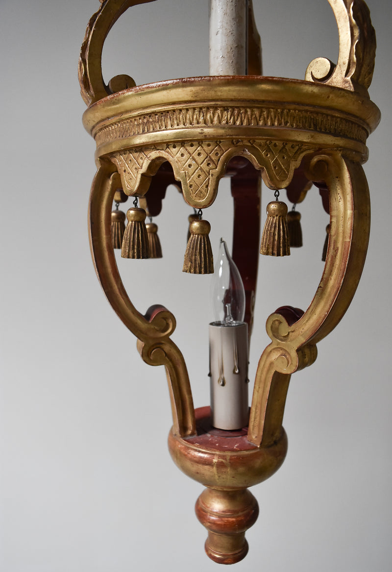 19th Century Gilt Wood Italian Pendant Lamp