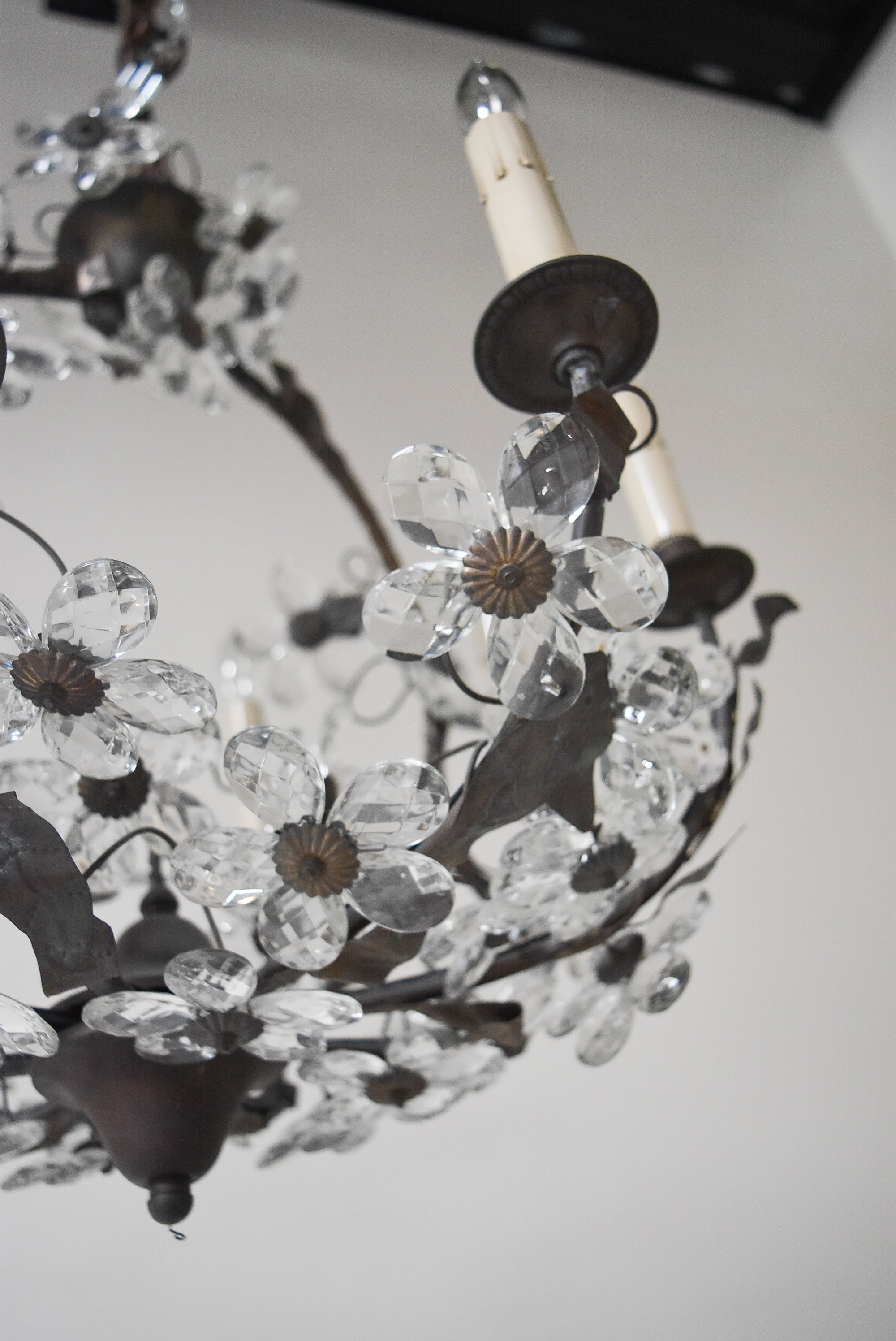 Vintage Iron Flower Globe Chandelier