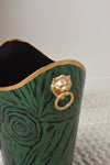 Malachite Wastebasket with Lion Handles