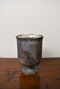 Antiqued Mercury Glass Vase with Scalloped Edge