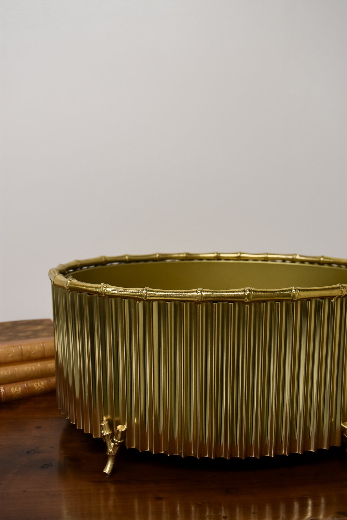 Large Bamboo Brass Cachepot