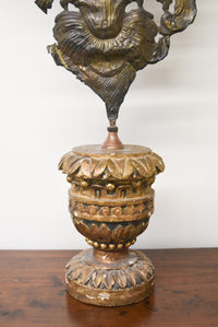 Rare Early 18th Century Italian Lumiere with Carved Wood Base