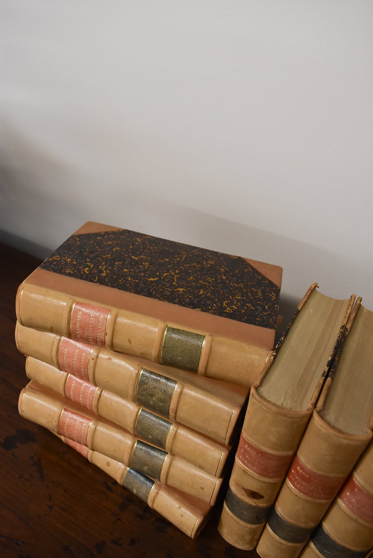 Antique Leather Carl Grimberg Books - Set of 9