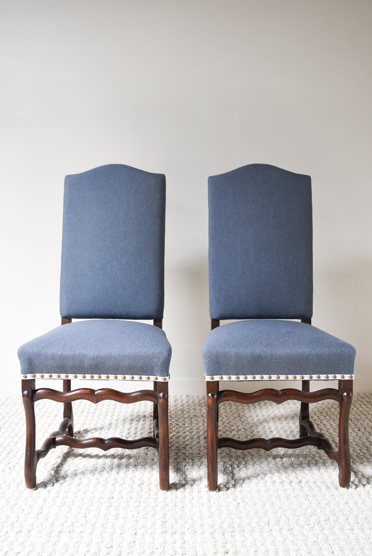 Pair of Blue Plaid Mutton Chairs