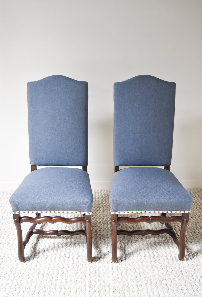 Pair of Blue Plaid Mutton Chairs