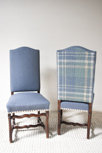 Pair of Blue Plaid Mutton Chairs