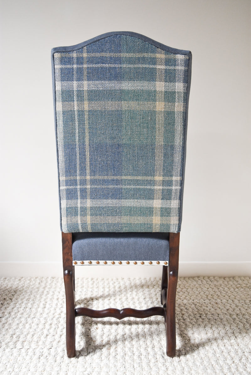 Pair of Blue Plaid Mutton Chairs