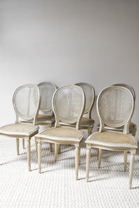Set of 6 Painted Cane French Dining Chairs