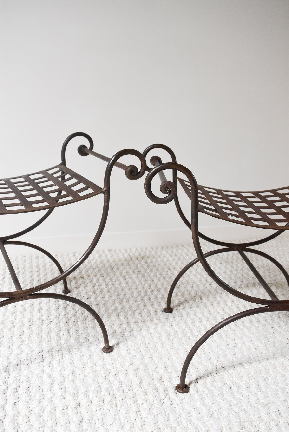 Pair of Vintage French Iron Benches