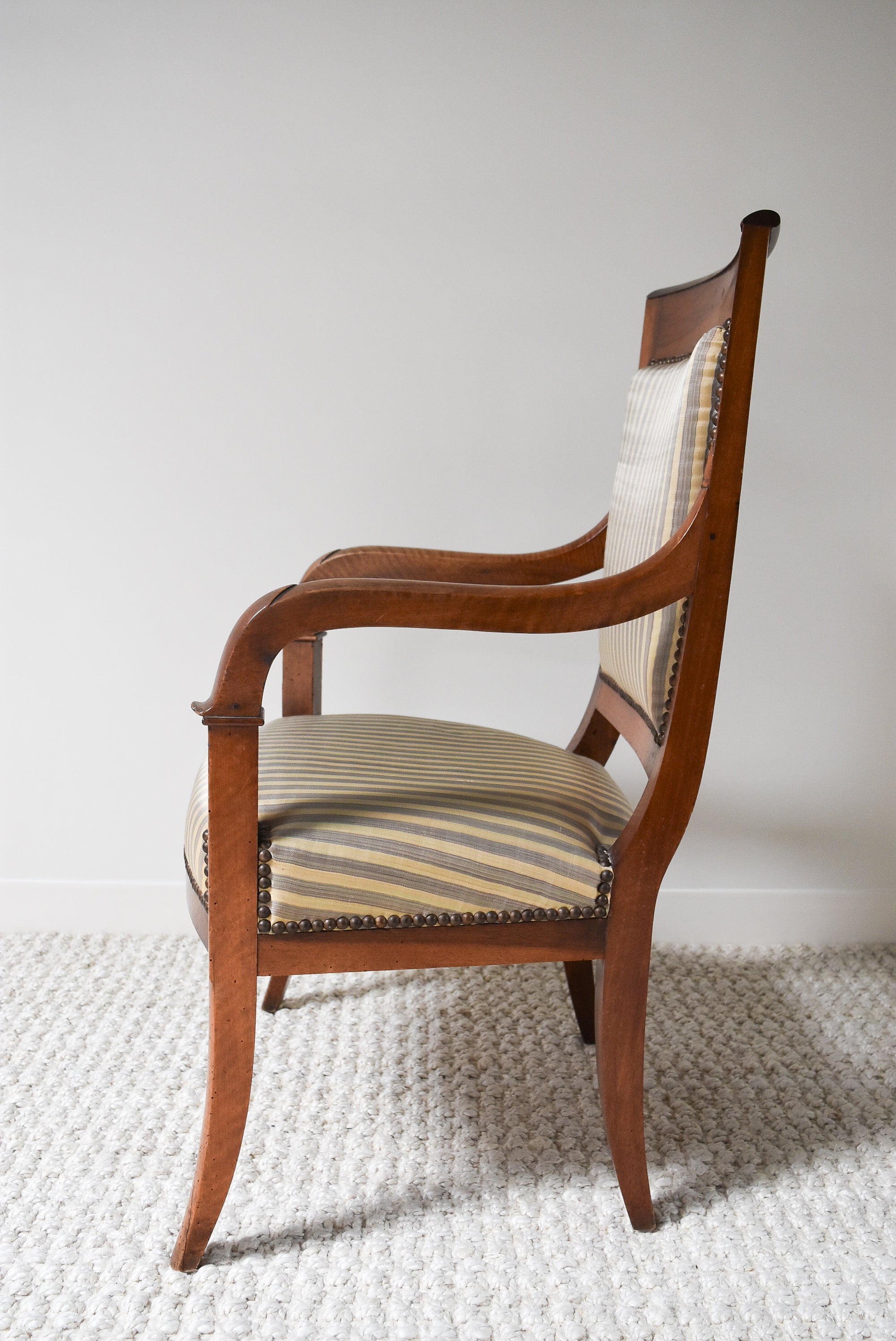 Pair of Walnut Striped Chairs
