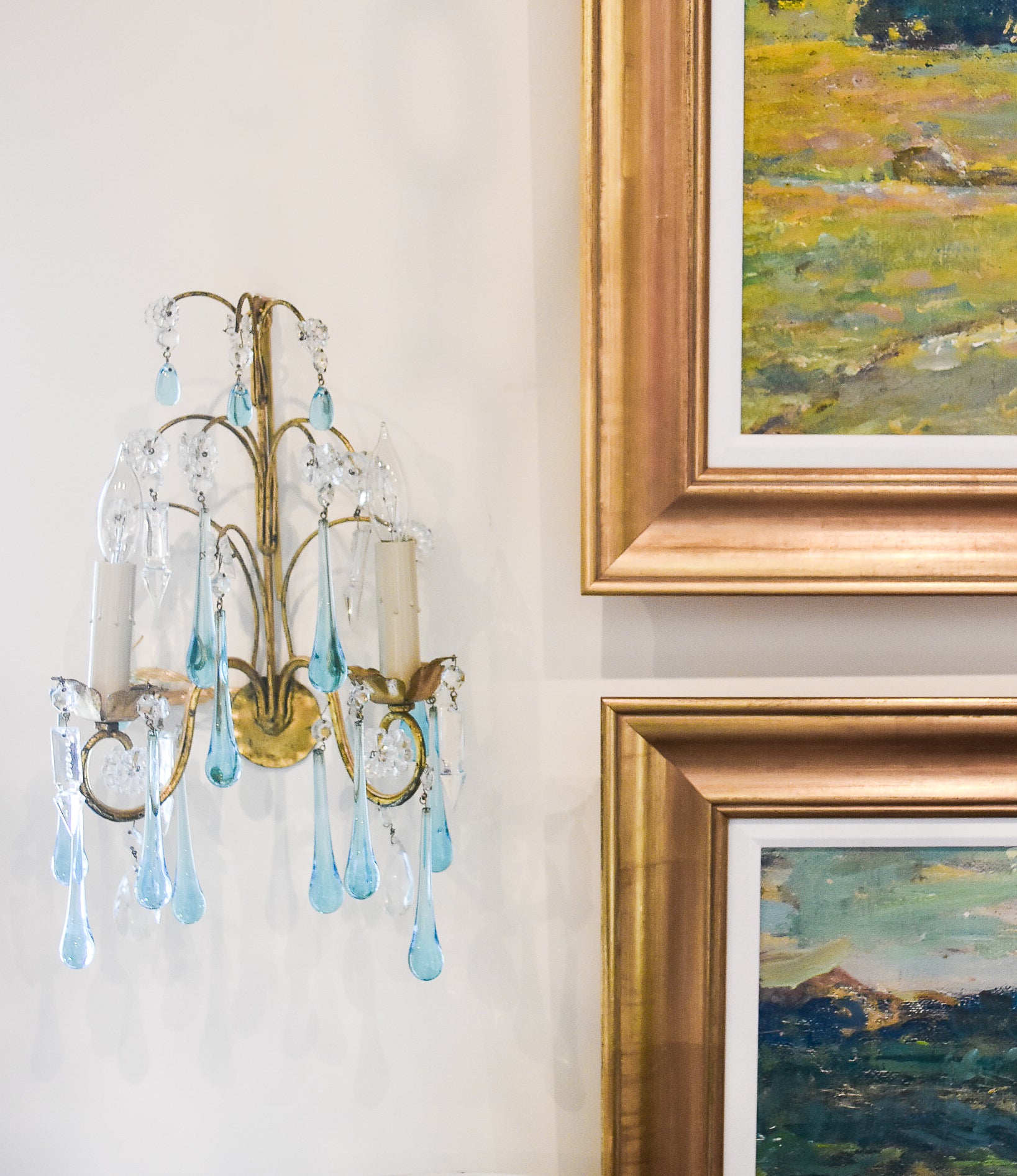 Pair of Sconces with Blue Crystals