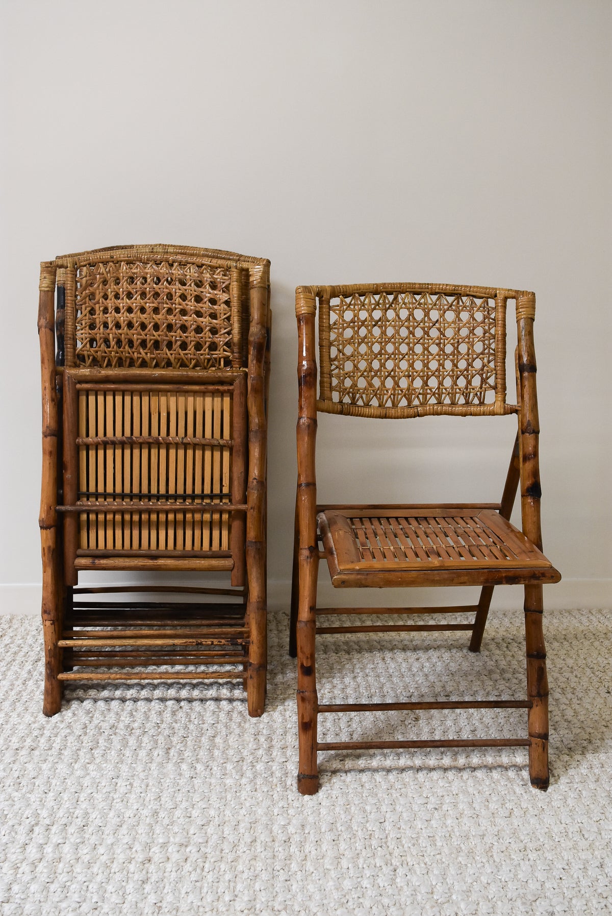 Set of 4 Bamboo Folding Chairs