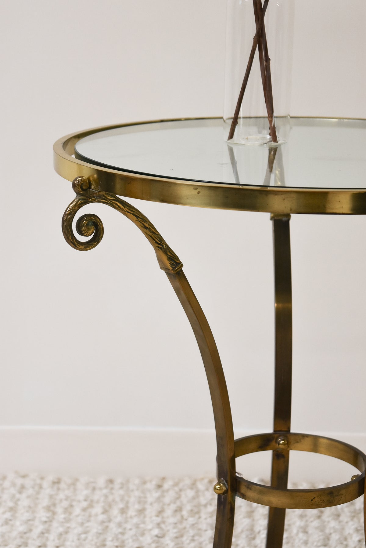 Vintage Gueridon Style Brass Side Table