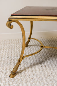 Maison Jansen Bronze Coffee Table with Red Chinoiserie Top
