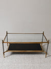Maison Jansen Brass and Leather Two Tiered Coffee Table
