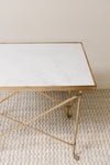 Rectangle Brass and White Marble Directoire Table