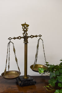 Mid Century Italian Brass and Marble Apothecary Scale