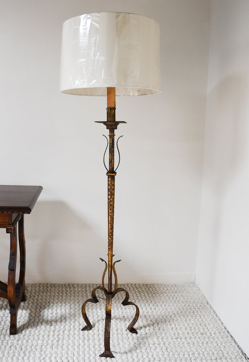 Antique Gold Iron Candlestick Floor Lamp
