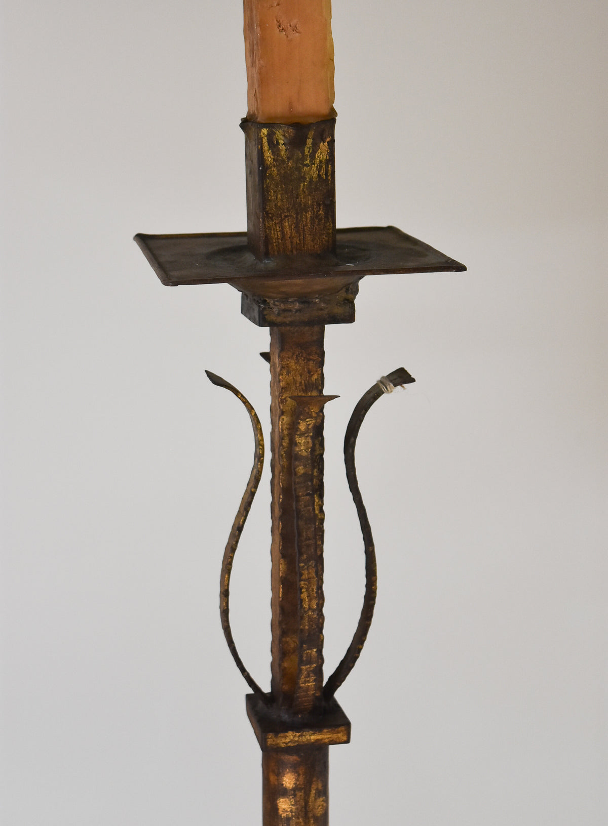 Antique Gold Iron Candlestick Floor Lamp