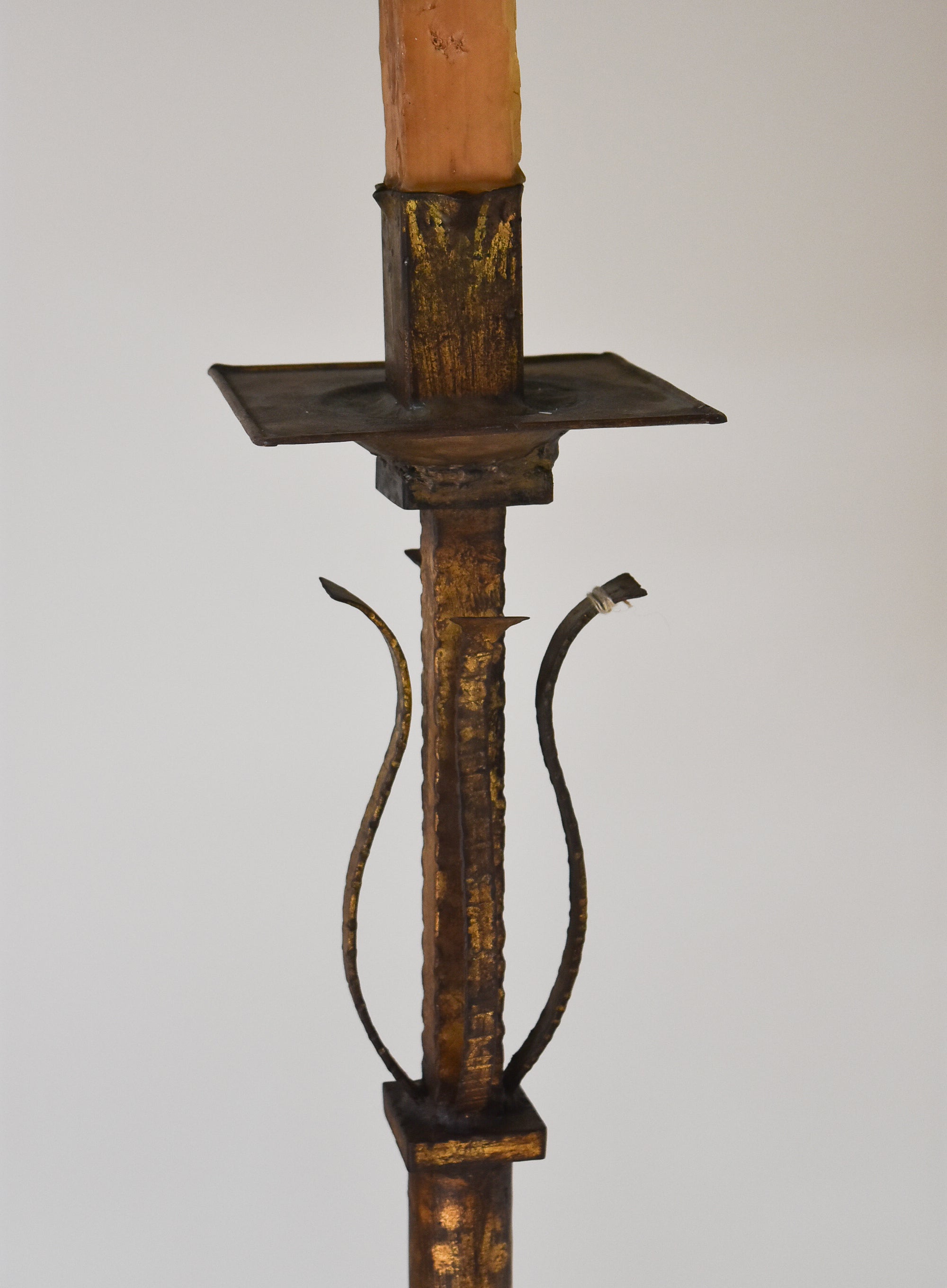 Antique Gold Iron Candlestick Floor Lamp