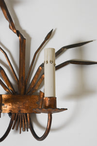 Pair of Gilded Metal Wheat Sconces from Barcelona