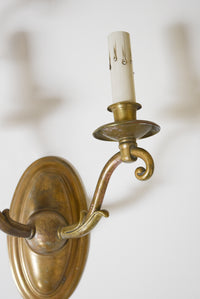 Pair of Vintage Brass Two-Arm Sconces