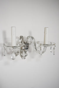 Pair of Clear Murano Sconces