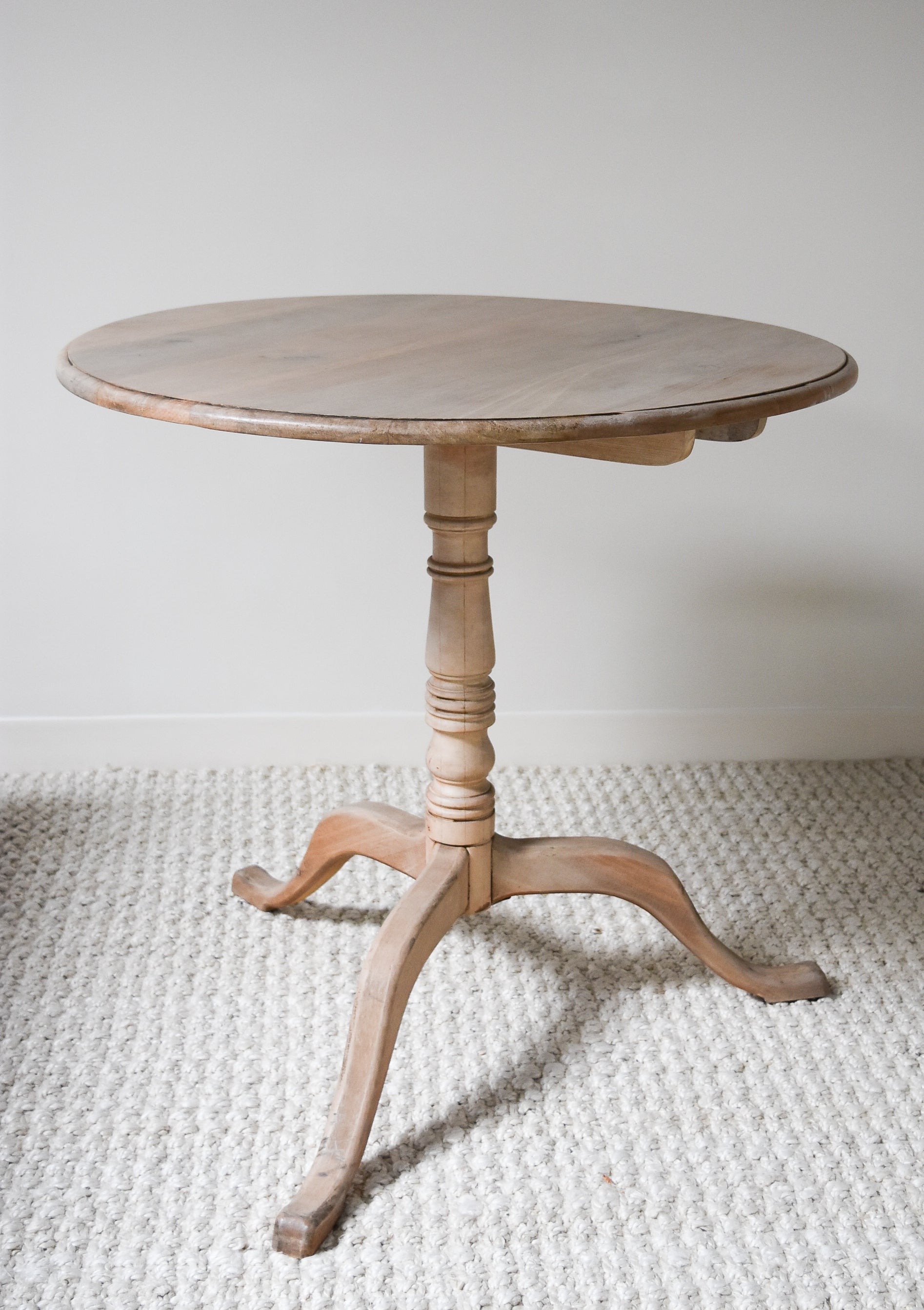 Round Bleached Table with Fold Down Tabletop