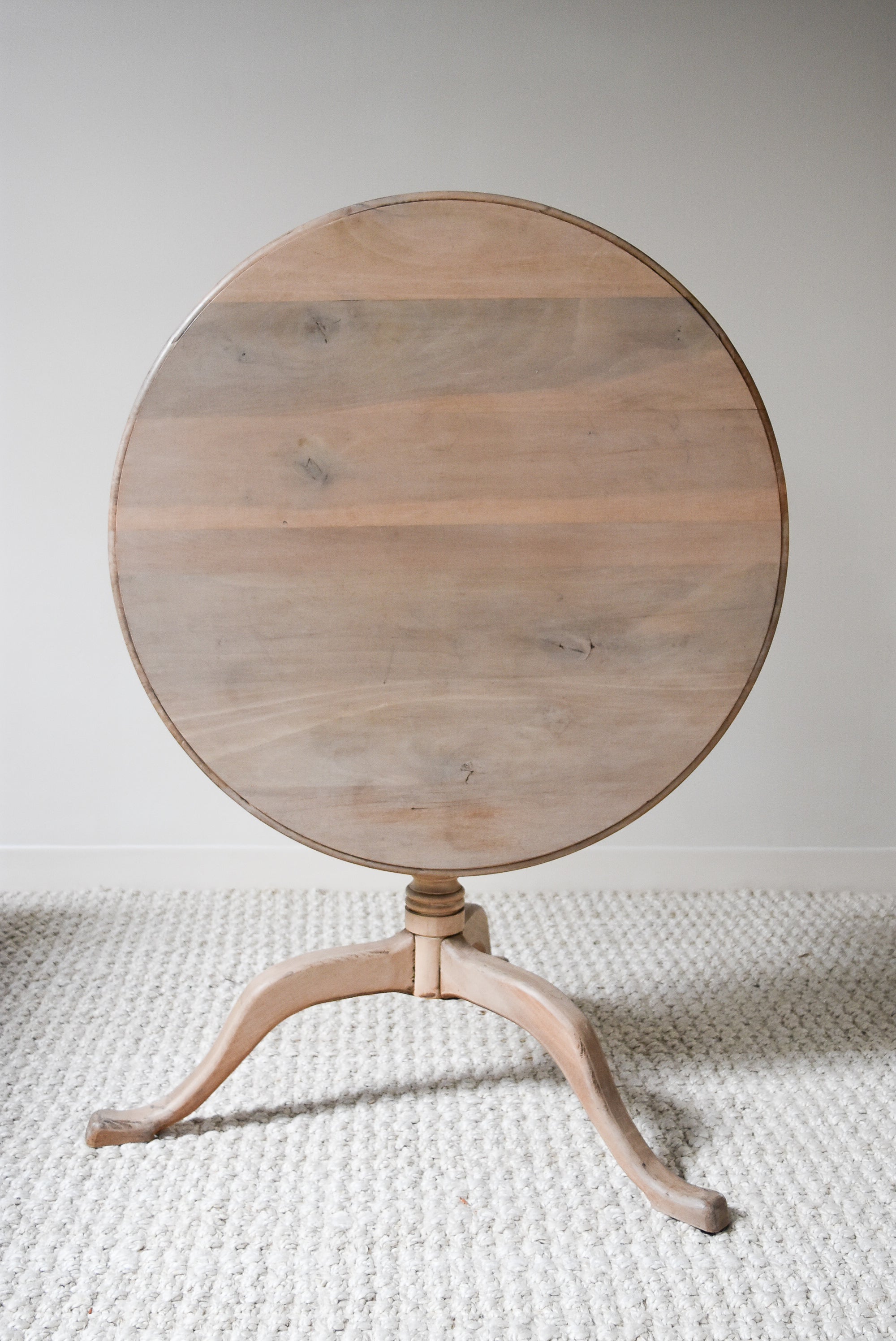 Round Bleached Table with Fold Down Tabletop