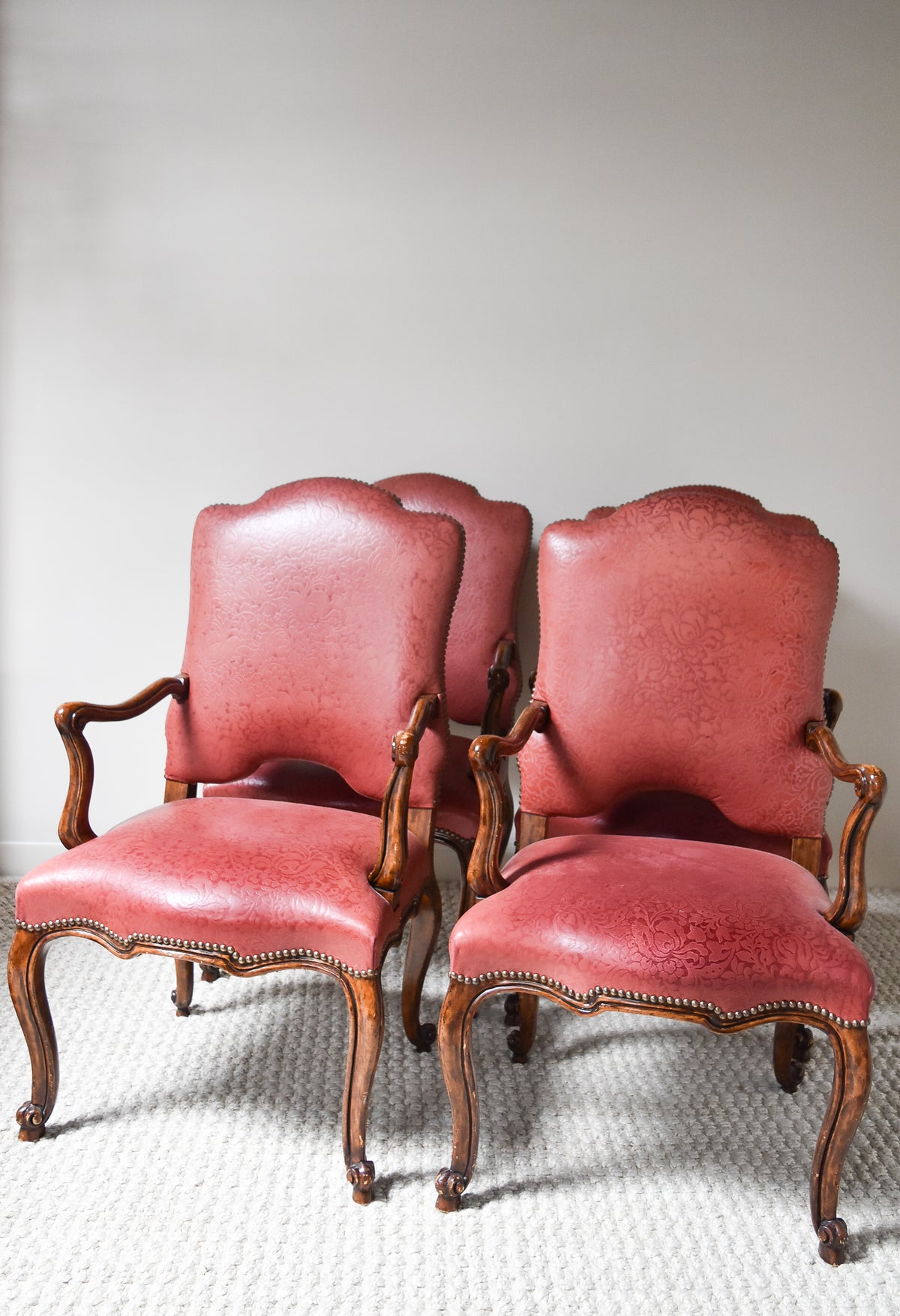 Set of 4 Red Leather Chairs