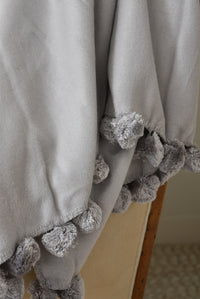 Dove Grey Luxe Pom Pom Throw