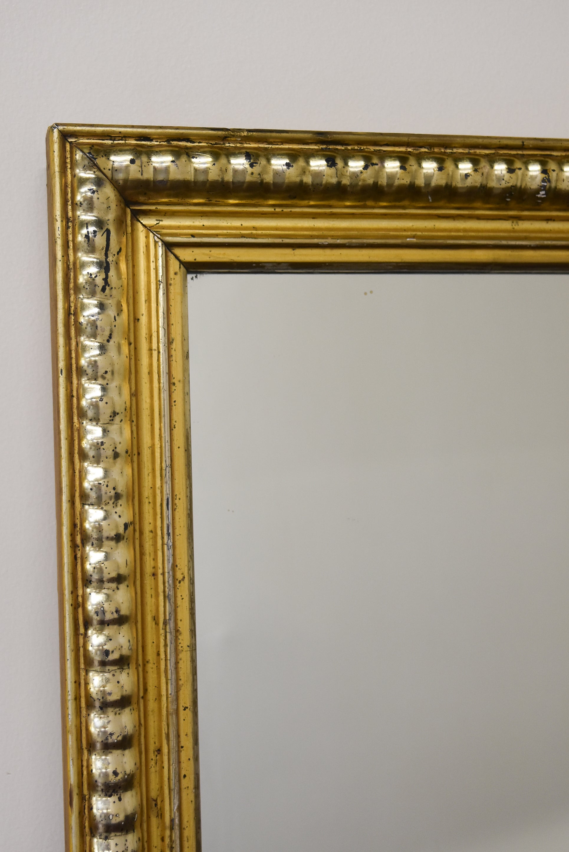 19th Century Gilt Wood Mirror with Silver Accents