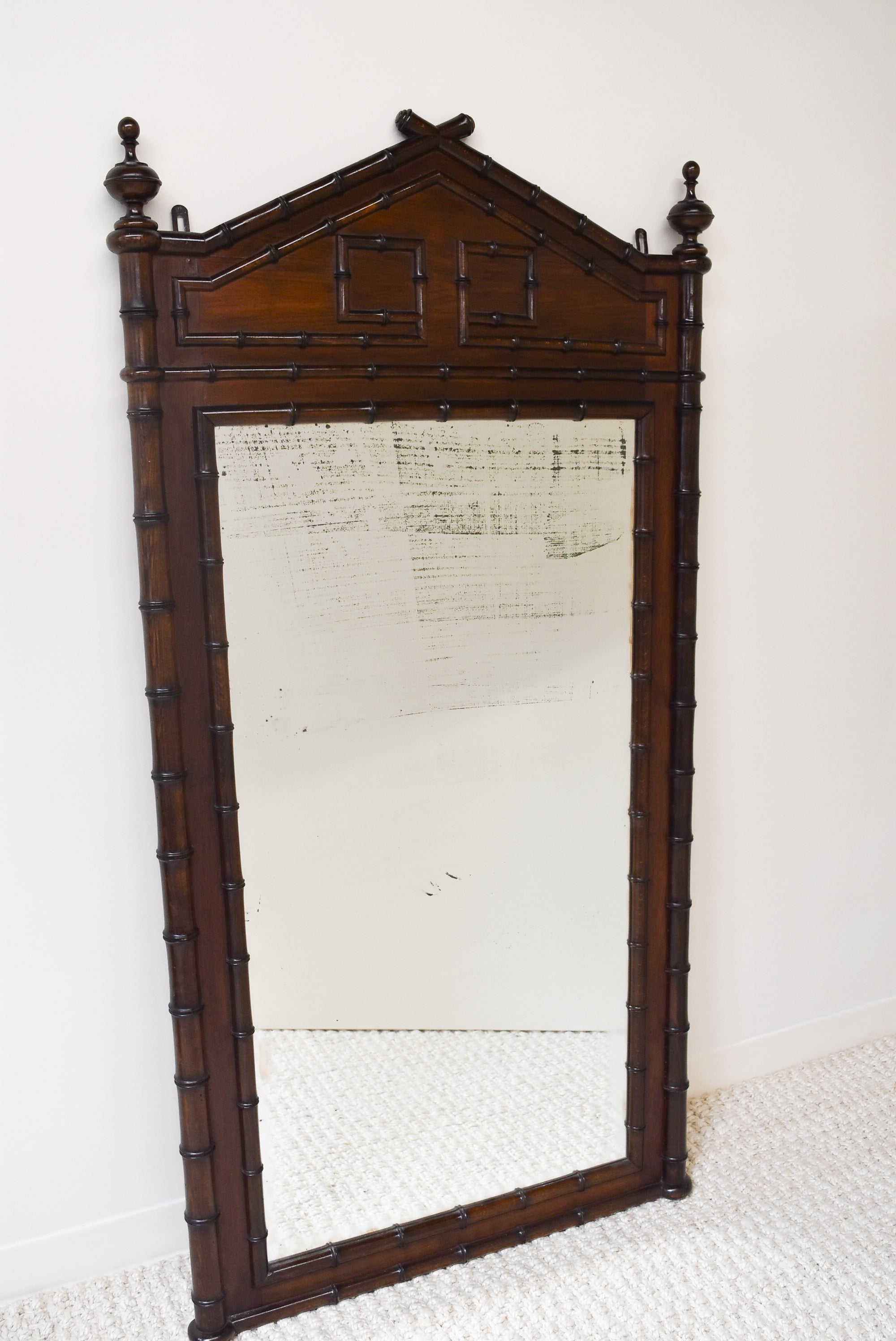 Large Vintage French Bamboo Mirror
