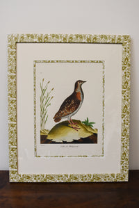 Pair of Custom Framed Martinet Birds with Morris Print No. 3