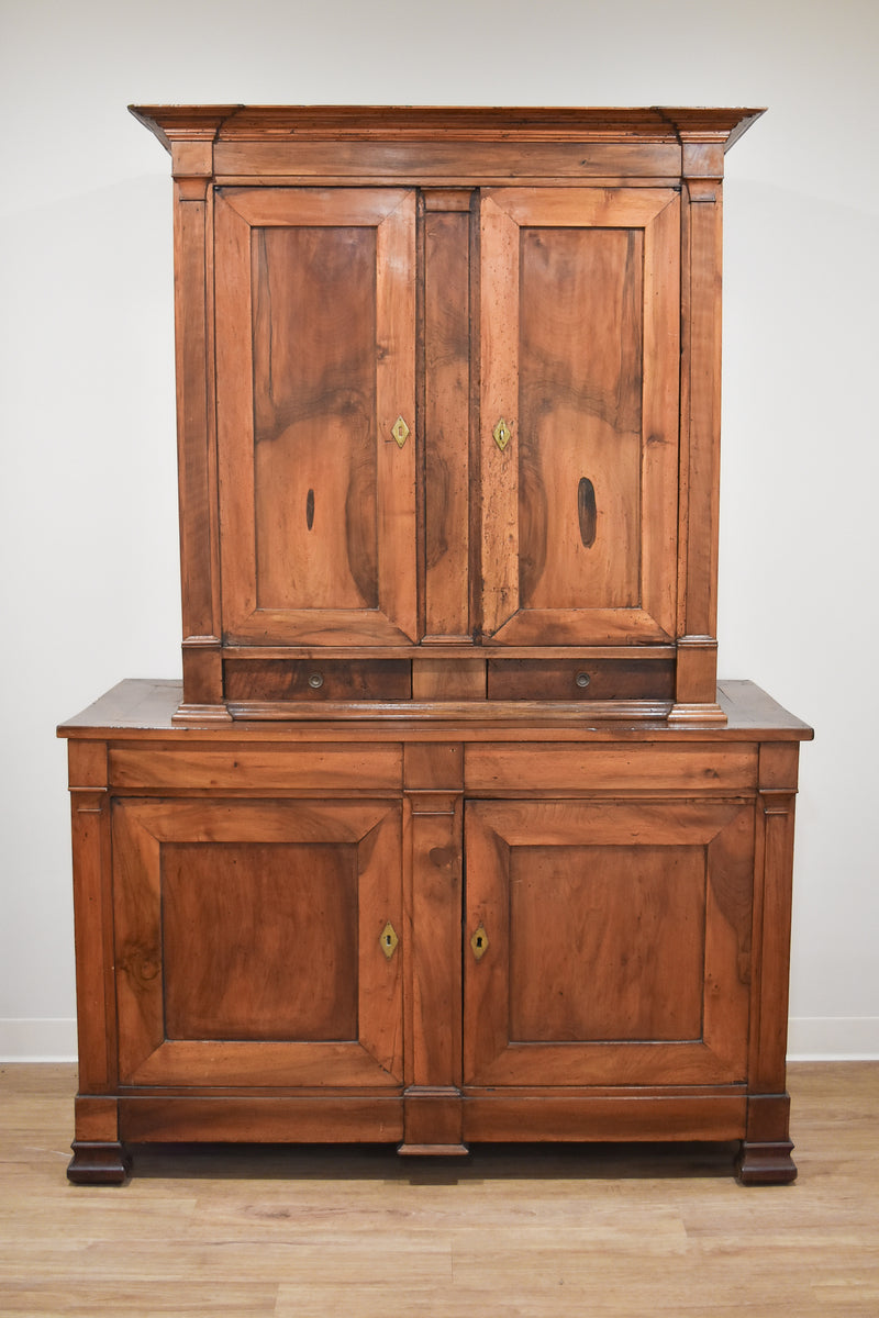 Early 19th Century French Walnut Buffet Deux Corps