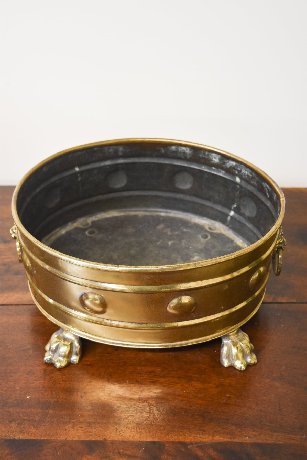 Vintage English Footed Brass Planter